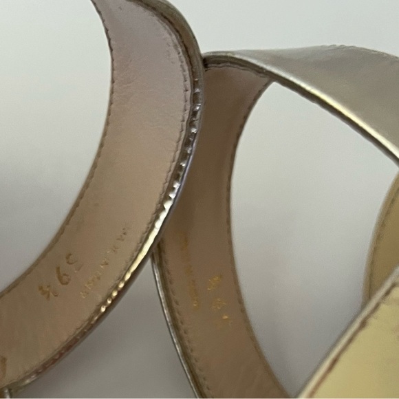 Prada Gold Metallic Cork Wedge Sandals - Picture 8 of 10